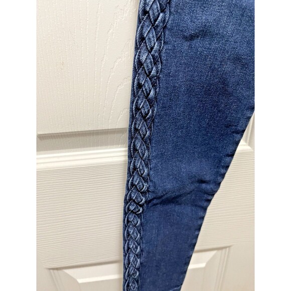 J Brand Jeans Super Skinny Mid Rise Braided Size 24 Frayed Hem Denim Blue - Picture 4 of 11